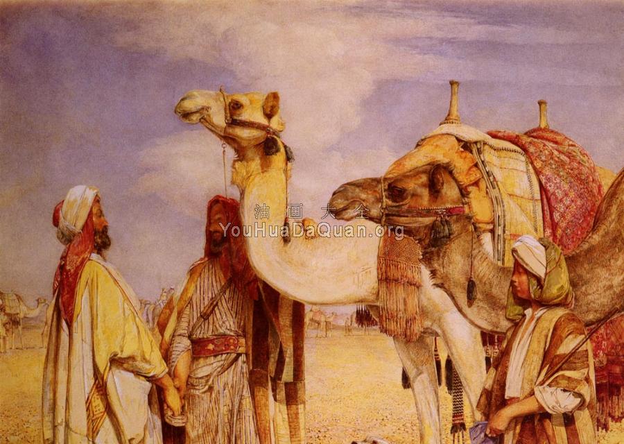 The Greeting in the Desert, Egypt - 约翰·费德里克·里维斯